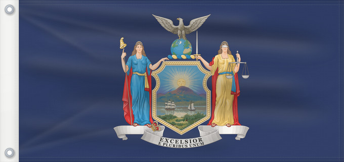Drapeau, avec deux œillets métalliques et guindant renforcé : New York	State of New York	Nueva York	New Yorks	Nova Iorque	ᏄᏯᎩ ᎦᏓᏘ	De New York	Ka hae Nuioka	ニューヨーク州の旗	뉴욕주의 기	Novi Eboraci	Vlagge van Njej York	Nííyóó Hahoodzo bidah naatʼaʼí	Nei York	Statului New York, SUA	Флаг Нью-Йорка	Američke savezne države New York