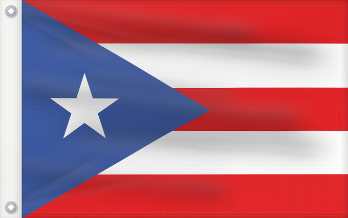Bandera, con dos ojales metálicos y lado del asta reforzado: Puerto Rico