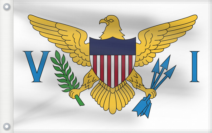 Bandera, con dos ojales metálicos y lado del asta reforzado: Virgin Islands, U.S.