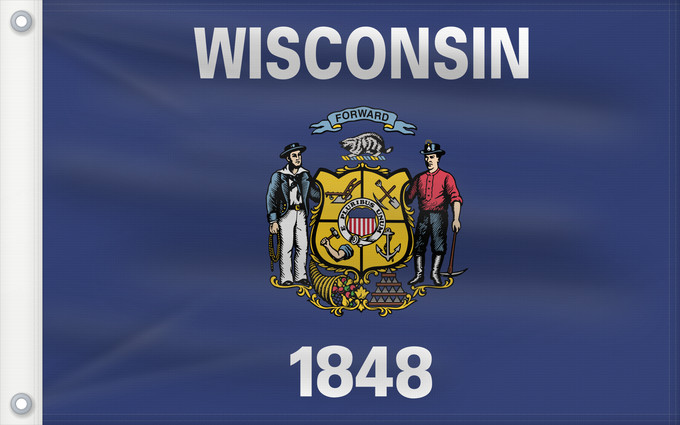 Flag, with two metal eyelets and reinforced hoist: Wisconsin