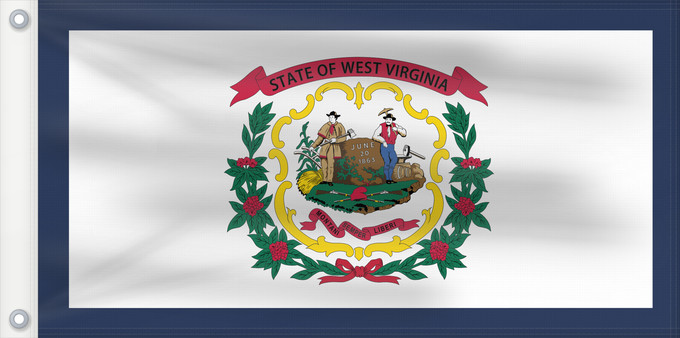 Flag, with two metal eyelets and reinforced hoist: West Virginia	Virginie-Occidentale	Virginia Occidental	Virginia Occidentale	ᏫᏍᎧᏂᏏᏂ ᎦᏓᏘ	Wilikinia Komohana	Virginia Occidentalis	Eʼeʼaahjí Bijiniyah Hahoodzo bidah naatʼaʼí	Wescht Wirschini	Флаг Западной Виргинии	Застава Западне Вирџиније