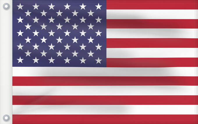 Bandera, con dos ojales metálicos y lado del asta reforzado: United States	États-Unis	Estados Unidos	Vereinigte Staaten von Amerika	Stati Uniti