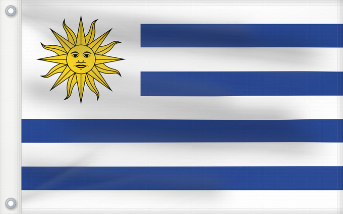 Drapeau, avec deux œillets métalliques et guindant renforcé : Uruguay	L Uruguay	Dell Uruguay	Uruguai	Urugwaju	D Uruguai	علم أوروغواي	D Uruguay	Uruwayi wiphala	L Uruguai	Urugvajo	Uruguaiko bandera	E Uruguai	Poyvi Uruguái	Irigwe	ウルグアイの国旗	Pāmitl Uruguay	Uruwayi unanchan	Флаг Уругвая	Urugvaja	Uruguays