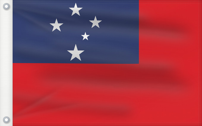 Drapeau, avec deux œillets métalliques et guindant renforcé : Samoa	Pīwari o Hāmoa	Samoe	Fu‘a o Sāmoa