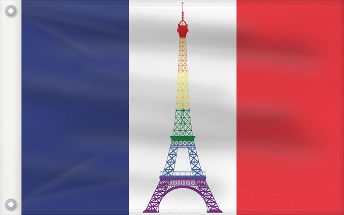 Drapeau, avec deux œillets métalliques et guindant renforcé : France Gay