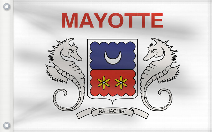 Flag, with two metal eyelets and reinforced hoist: Mayotte local Local, unofficial representative flag of Mayotte Mayotte Uso local