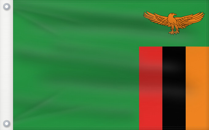 Flag, with two metal eyelets and reinforced hoist: Zambia	Zambie	Sambia	Zambio	Saimbia	Zambi	Mbendera ya Zambia	Флаг Замбии	Zambije	Mujeko ya Zambia	Folaga la Zambia