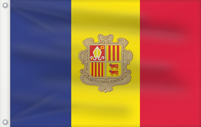 Flag, with two metal eyelets and reinforced hoist: Andorra  civil	Andorra - civil version	Andorre	Andorra