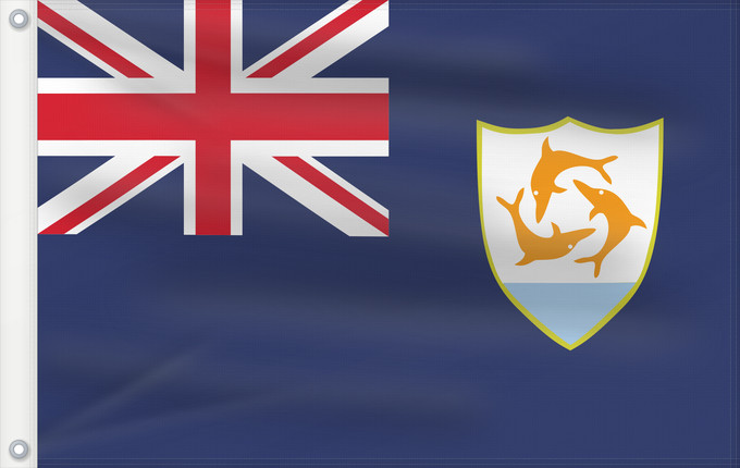 Bandera, con dos ojales metálicos y lado del asta reforzado: Anguilla	Anguila	Anguillas flag  taget i brug den 30. maj 1990  - RGB farverne	Флаг Ангильи
