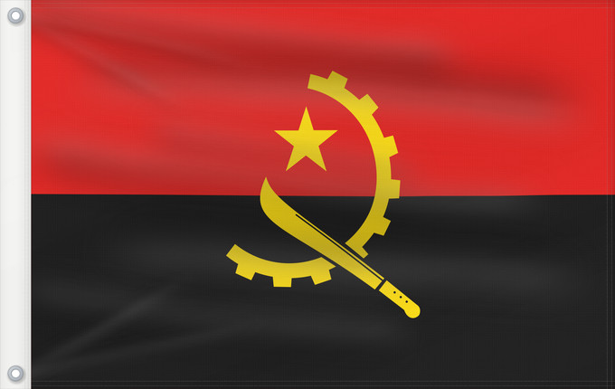 Flag, with two metal eyelets and reinforced hoist: Angola Dell Angola የአንጎላ ሰንደቅ ዓላማ علم أنغولا Angoly Σημαία της Αγκόλας پرچم آنگولا Angolan अंगोला ध्वज Bandel a Ngola Ala Angolayê Bɛndɛ́lɛ ya Angola Sainan i Angola Angolei Флаг Анголы Angole Angoola Seboko ye Angola Angolas அங்கோலா கொடி Mujeko ya Angola