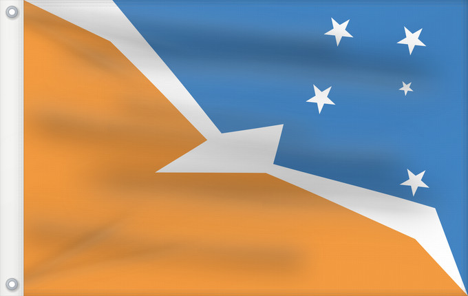 Drapeau, avec deux œillets métalliques et guindant renforcé : Provincia de Tierra del Fuego Tierra del Fuego Province, Argentina Province de Tierra del Fuego provincia de Tierra del Fuego Tierra del Fuego (Provinz) Provincia di Terra del Fuoco