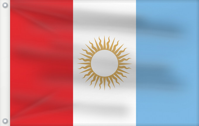 Bandera, con dos ojales metálicos y lado del asta reforzado: Provincia de Córdoba	Córdoba Province, Argentina	Province de Córdo	Provincia de Córdoba, Argentina	Córdoba (Provinz)