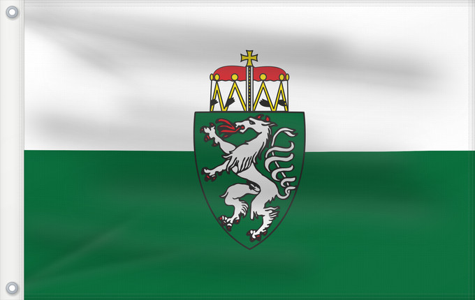 Flag, with two metal eyelets and reinforced hoist: Styria	White-green. Colours of the state of Styria	Styrie	Estiria	Weiß-grün. Landesfarben der Steiermark	Stiria