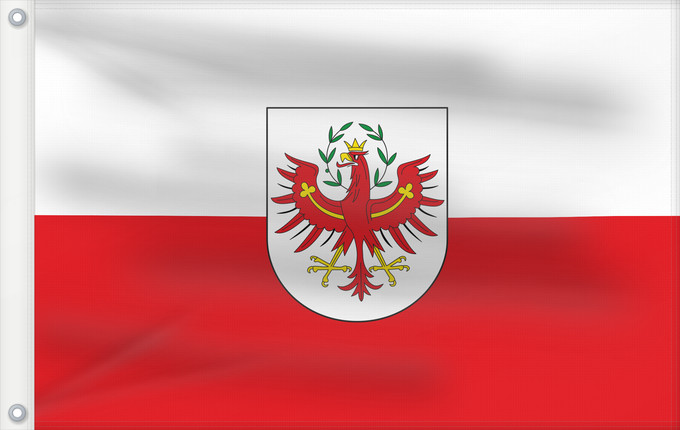 Flag, with two metal eyelets and reinforced hoist: Tirol White-red. Colours of the state of Tyrol Tyrol Weiß-rot. Landesfarben und Landesflagge von Tirol Tirolo