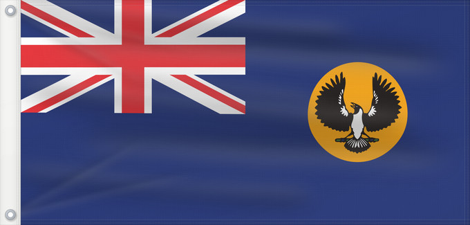 Bandera, con dos ojales metálicos y lado del asta reforzado: South Australia	Australie-Méridionale	Australia Meridional