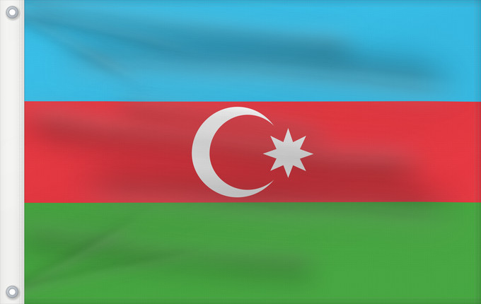 Flag, with two metal eyelets and reinforced hoist: Azerbaijan	L Azerbaïdjan	Azerbaiyán	Aserbaidschan	Dell Azerbaigian	Azerbeidzjan	Azerbejdżanu	Азербаиџьан абыраҟ	علم أذربيجان	Azərbaycan	Сцяг Азербайджана	Сьцяг Азэрбайджану	Azerbajĝano	Aserbaidžaani lipp	Azerbaidžanin	Azerbajdzsán	Ադրբեջանի դրոշը	აზერბაიჯ