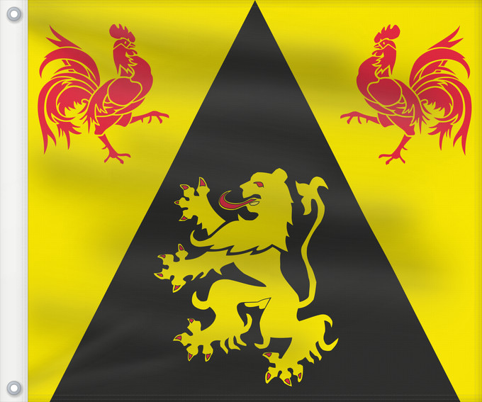 Bandera, con dos ojales metálicos y lado del asta reforzado: Province BE Brabant Wallon	Walloon Brabant	Brabant wallon	Brabante Valón	Wallonien Brabant	Brabante Vallone