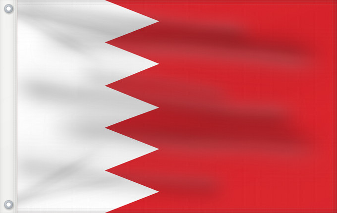 Bandera, con dos ojales metálicos y lado del asta reforzado: Bahrain	Bahreïn	Baréin	Bahrein	علم البحرين	Bahreina	Bahrainin	Флаг Бахрейна	Bahrajna	Bahrains	Прапор Бахрейну	Quốc kỳ Bahrain