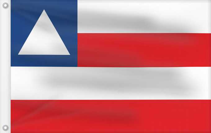 Flagge, mit zwei Metallösen und verstärktem Besatzband: Bahia	State of Bahia, Brazil	Bahía	Estado da Bahia, Brasil	Bahia osariigi lipp