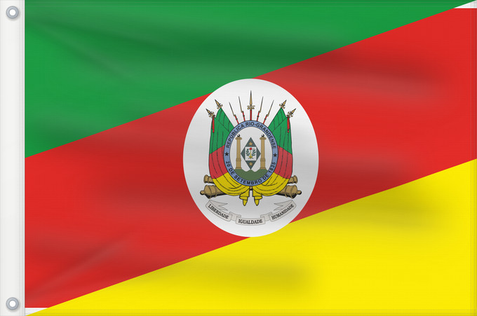 Bandera, con dos ojales metálicos y lado del asta reforzado: Rio Grande do Sul	State of Rio Grande do Sul, Brazil	Río Grande del Sur	Estado do Rio Grande do Sul, Brasil