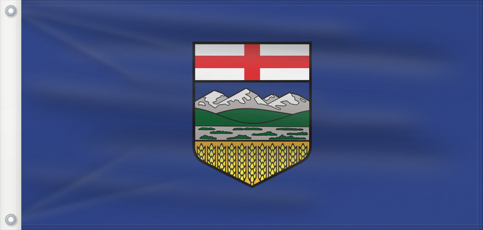 Bandera, con dos ojales metálicos y lado del asta reforzado: Alberta	L Alberta	Banniel proviñs Alberta