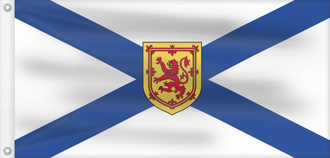 Drapeau, avec deux œillets métalliques et guindant renforcé : Nova Scotia	Nouvelle-Écosse	Nueva Escocia	Banniel proviñs Skos-Nevez  Nova Scotia
