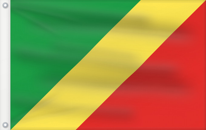 Flag, with two metal eyelets and reinforced hoist: Republic of the Congo	Congo	République du Congo	República del Congo	Republik Kongo	Repubblica del Congo	República do Congo	علم الكونغو	Banniel Republik Kongo	La Respubliko Kongo	Kongoar bandera	پرچم جمهوری کنگو	Dalapo ya Repubilika ya Kongo	Bɛndɛ́lɛ ya Re