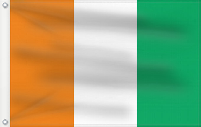 Bandera, con dos ojales metálicos y lado del asta reforzado: Côte d'Ivoire