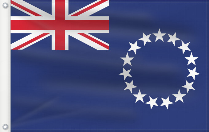 Drapeau, avec deux œillets métalliques et guindant renforcé : Cook Islands Cook !Îles Cook Islas Cook Cookinseln
