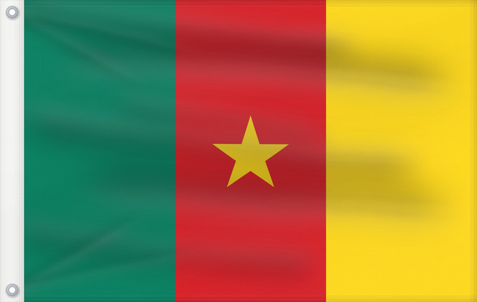 Drapeau, avec deux œillets métalliques et guindant renforcé : Cameroon Cameroun Camerún Kamerun Camerun ক্যামেরুনের পতাকা। Kamerunu Kameruno پرچم کامرون Fändel vum Kamerun Знаме на Камерун Camerunului Kameruna Kameruns