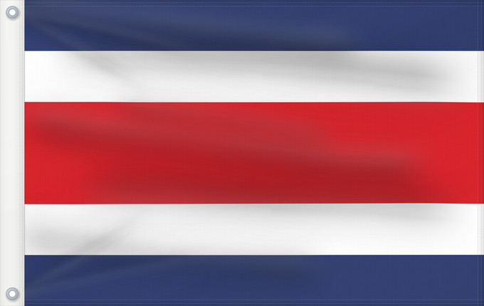 Bandera, con dos ojales metálicos y lado del asta reforzado: Costa Rica	Costa Rica sin armas	Costa Ricas	Costarica	Banniel Costa Rica	Kostariko	Costa Ricako bandera	Costa Rican	Kostarika	Pāmitl Necuiltōnolhuēyātēnco	Kustarika unanchan	Флаг Коста-Рики	Kostarike