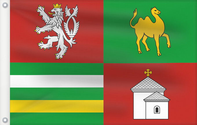 Bandera, con dos ojales metálicos y lado del asta reforzado: Plzen Region	Plzeň Region	Région de Plzeň	Región de Pilsen	„Region Pilsen
