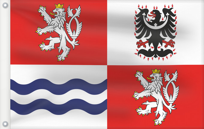 Bandera, con dos ojales metálicos y lado del asta reforzado: Central Bohemian Region	Région de Bohême centrale	Región de Bohemia Central	Mittelböhmische Region