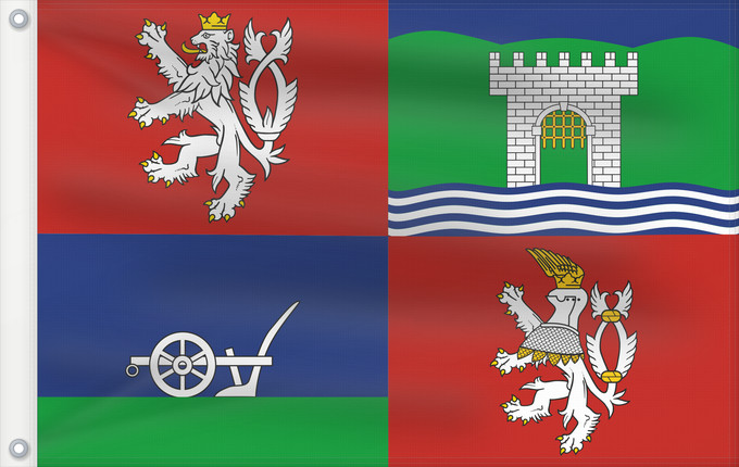 Bandera, con dos ojales metálicos y lado del asta reforzado: Usti nad Labem Region	Ústí nad Labem Region	Region de Ústí nad Labem	Región de Ústí nad Labem	Ústí nad Labem
