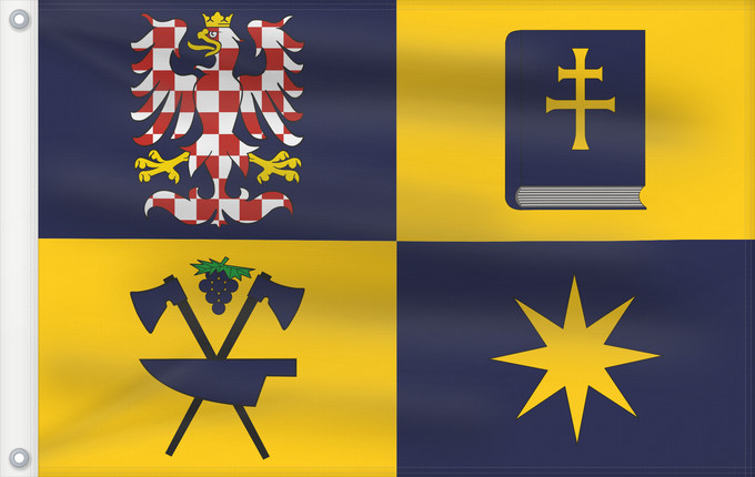 Bandera, con dos ojales metálicos y lado del asta reforzado: Zlin Region	Zlín Region	Région de Zlín	Región de Zlín	Region Zlín