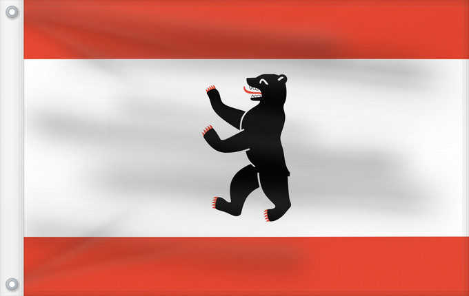Flagge, mit zwei Metallösen und verstärktem Besatzband: Berlin	Berlín	Landes und der Stadt Berlin	Berlino	Berlijn	Berlina	Σημαία του Βερολίνου