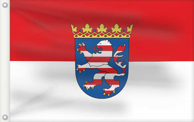 Bandera, con dos ojales metálicos y lado del asta reforzado: Hesse	Hessen	Assia