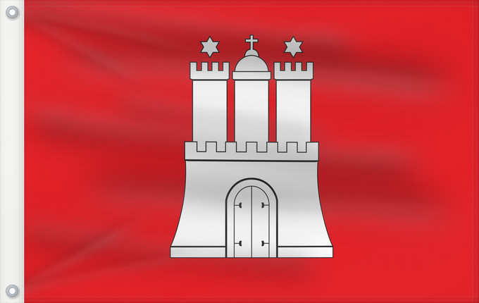 Bandera, con dos ojales metálicos y lado del asta reforzado: Hamburg	City Hamburg	Hamburg 	Landesflagge der Freien und Hansestadt Hamburg	Amburgo	Hamburga	Hamburgs flagg	Vun de Stadt Hamborg