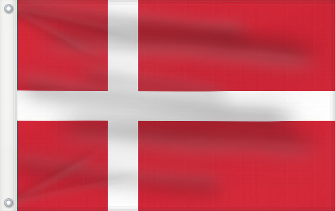 Bandera, con dos ojales metálicos y lado del asta reforzado: Denmark Denmark stutflag version Danemark Dinamarca Dänemarks Danimarca Denemarken Danii علم الدنمارك Danimarka Сцяг Даніі Национално знаме на Дания Banniel Danmark Danske Dánská vlajka Danmarks flag - Dannebrog Σημαία της Δανίας Danio - Dannebrog Taan