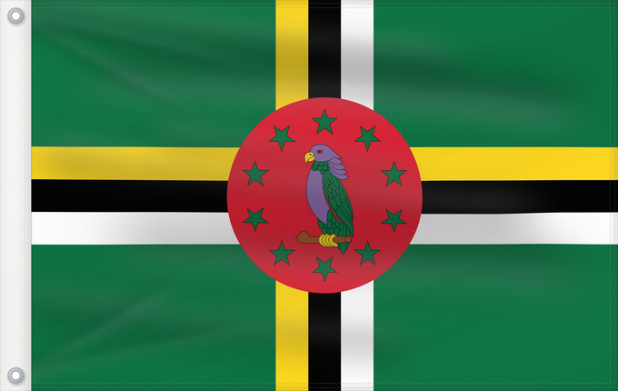 Flag, with two metal eyelets and reinforced hoist: Dominica	 Dominique	Dominica lipp	Dominican	ドミニカ国の国旗	Флаг Доминики	Dominike	Dominicas