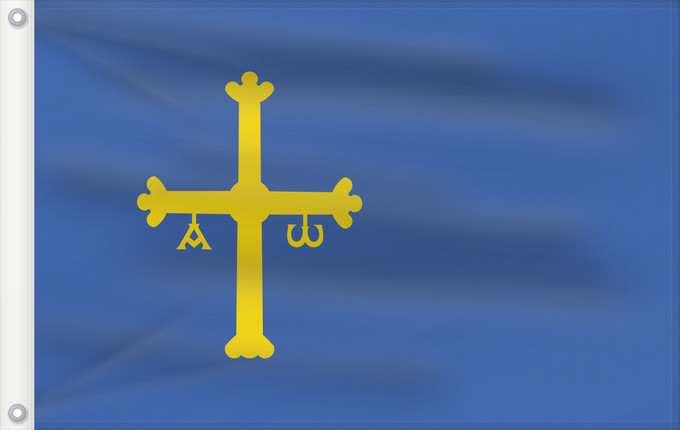 Bandera, con dos ojales metálicos y lado del asta reforzado: Asturias Principality of Asturias Principauté des Asturies Principado de Asturias Asturien D Asturies Флаг Астурии
