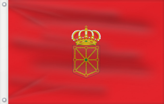 Bandera, con dos ojales metálicos y lado del asta reforzado: Navarra	Navarre  Spain  Article 7.2. of the LORAFNA stipulates  The flag of Navarre is red	Communauté Forale de Navarre	Comunidad Foral de Navarra	Navarre	Nafarroako Foru Komunitatea bandera Nafarroako armarria