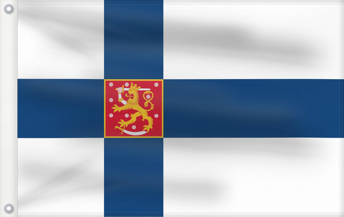 Flagge, mit zwei Metallösen und verstärktem Besatzband: Finland Finlande Finlandia Finnland Finlandese Finlândia Finlandii Þjóðfáni Finnlands Finská vlajka Finlands Finnlando Soome lipp Suomen Fionlainne Finnország Finnlands Finniae Finnesche Fändel Somijas Il-Bandiera tal-Finlandja Finlands flagg Det finske f