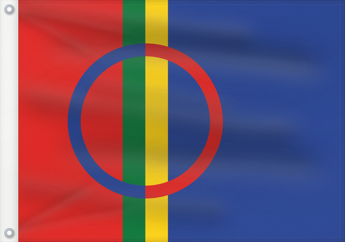Flag, with two metal eyelets and reinforced hoist: Sami	The Sami	Laponie	Laponia	Lappland	Lapponia	Sámská vlajka	Samea	Saamen	Det samiske flagget	Sámi leavga	Samernas