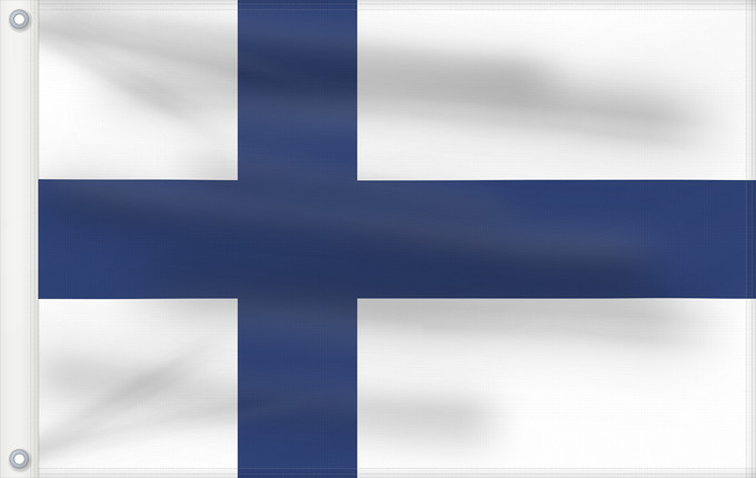 Flagge, mit zwei Metallösen und verstärktem Besatzband: Finland	Finlande	Finlandia	Finnland	Finlandese	Finlândia	Finlandii	علم فنلندا	Сцяг Фінляндыі	Национално знаме на Финландия	Finská vlajka	Finlands	Σημαία της Φινλανδίας	Finnlando	Soome lipp	پرچم فنلاند	Suomen	Fionlainne	Finnország	Finnlands	Finniae	Finnesc