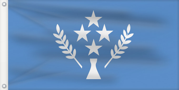 Drapeau, avec deux œillets métalliques et guindant renforcé : Kosrae	State of Kosrae - Ratio 37 70 Description of the flag  Kosrae state flag has a number of images	L  etat de Kosrae	Staates Kosrae im Verhältnis 37 70 Beschreibung der Flagge  Hellblau steht für den Pazifik
