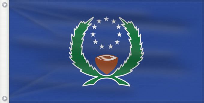 Drapeau, avec deux œillets métalliques et guindant renforcé : Pohnpei	State of Pohnpei	L État de Pohnpei	Pohnpei 	Staates Pohnpei im Verhältnis 10 19 Beschreibung der Flagge  Das blaue Tuch steht für den Pazifik