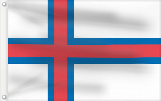 Drapeau, avec deux œillets métalliques et guindant renforcé : Faroe Islands îles Féroé Islas Feroe Färöer Fær Øer Faeröereilanden Das Ilhas Feroé Wysp Owczych Национално знаме на Фарьорските острови Faerských ostrovů Færøernes Σημαία των Φερόων Νήσων La Ferooj Fääri saarte lipp Faroeetako bandera Färsaarten Merkið,