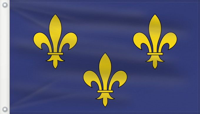 Bandera, con dos ojales metálicos y lado del asta reforzado: Île-de-France	Unofficial	Non-officiel de la région Île-de-France en France	이 것은 일드프랑스의 깃발입니다