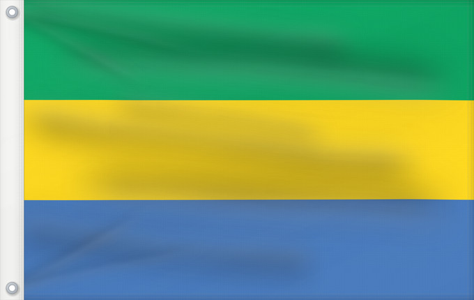 Bandera, con dos ojales metálicos y lado del asta reforzado: Gabon Gabón Gabun Gabão علم جمهوريةالغابون Banniel Gabon Gabons Gabono Gabongo bandera پرچم گابن Drapél du Gabon Dalapo ya Ngabu Bɛndɛ́lɛ ya Gabɔ́ Bendêre tî Gaböon